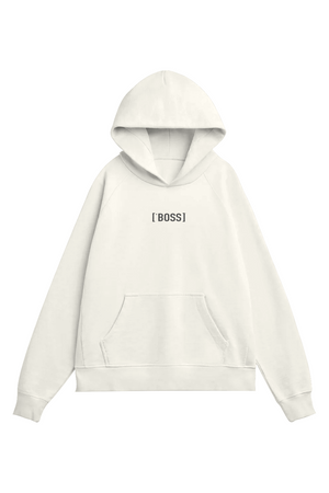 Bone hoodie with 'BOSS' logo on a white background