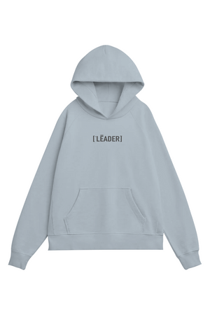 Light blue hoodie with LEADER logo on a white background