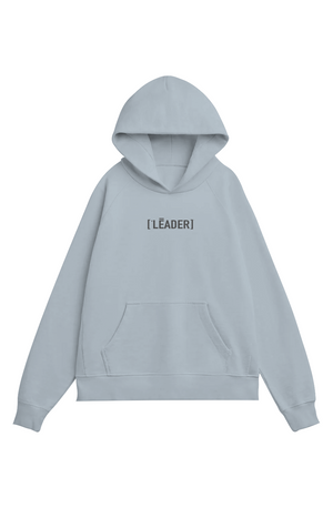 Light blue hoodie with LEADER logo on a white background