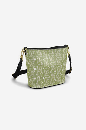 Little Humn GRN Green Leather Bucket Tote Toddler Bag