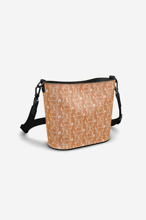 Little Humn ORG Orange Leather Bucket Tote Toddler Bag