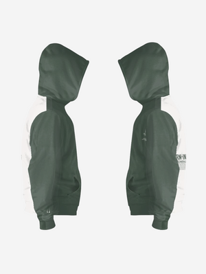 Warning Green White Oversized Zip Hoodie